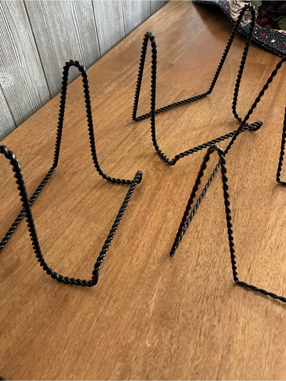 Set of Three Black app. 6” x 5” Twisted Wire Easels